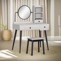 Pirlo Plush Dressing Table With Mirror & Stool Grey