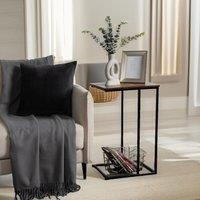 Pirlo Plush C Shaped Side Table Living Room Industrial Rustic Brown Furniture