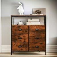 Pirlo Plush Industrial Bedroom Chest Of 6 Drawers Rustic Brown