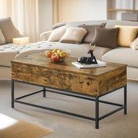 Pirlo Plush Industrial Lift Top Coffee Table With Hidden Storage Rustic Brown