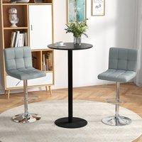 Costway Set of 2 Bar Stool PU Leather Armless Dining Chairs 360 Swivel & Height Adjustable Seat in Grey