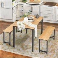Pirlo Plush Dining Table & Bench Set Kitchen Living Room Industrial Furniture in Brown
