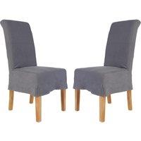 Set of 2 Riviera Loose Cover Kitchen Furniture Dining Room Chair - Grey