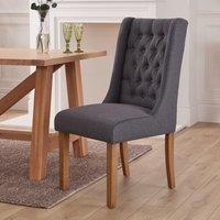 Set of 2 Cannes Button Back Kitchen Furniture Dining Room Chair - Charcoal