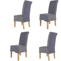 Set of 4 Riviera Loose Cover Kitchen Furniture Dining Room Chair - Grey