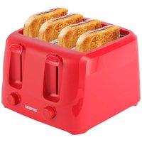 Geepas 4 Slice Toaster 1400W | 6 Browning Levels & Dual Controls in Red