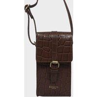 Assots London Women's 'PETRA' Polished VT Real Leather Mobile Phone Crossbody Bag in Brown