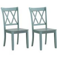Costway Set of 2 Dining Chairs Wooden Kitchen Side Chair Armless Chairs w/ X Back in Green