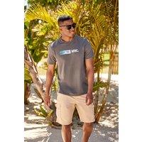 Animal Men's 'Chase' Graphic Cotton Casual Short Sleeve Lightweight Top in Charcoal | Size: XS