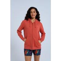 Animal Women's 'Maya' Stylish Cotton Graphic Hoodie Lightweight Full Zip Sweatshirt in Burnt Orange | Size: 6