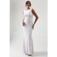 Printed Cowl Back Bridesmaid Dress