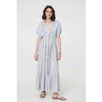 Izabel London Women's Dotty Empire Waist Kimono Maxi Dress in Grey | Size: 12