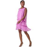 Roman Women's Shimmer Foil Print Tiered Dress in Lilac | Size: 10