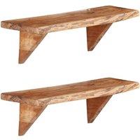Berkfield Home Wall Shelves 2 pcs 60x20x18 cm Solid Acacia Wood in Brown | Size: 60 x 20 x 18 cm