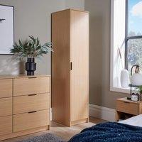 Home Source Phoenix Wardrobe 1 Door Space Saving Bedroom Clothing Storage in Light Oak