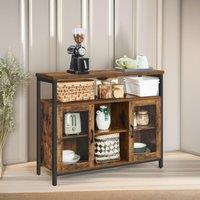 Pirlo Plush Kitchen Sideboard Buffet Cabinet Industrial Rustic Style Furniture in Brown