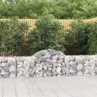 Berkfield Home Arched Gabion Baskets 15 pcs 200x30x60/80 cm Galvanised Iron in Silver