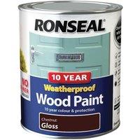 Ronseal 10 Year Weatherproof Wood Paint Chestnut Gloss 750Ml