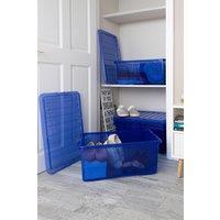 Wham Crystal 5 x 45L Stackable Plastic Storage Boxes with Lids in Blue