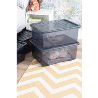 Wham Crystal 5 x 45L Stackable Plastic Storage Boxes with Lids in Black