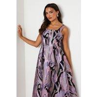 Coast Women's Square Neck Jacquard Midi Dress in Purple | Size: 8