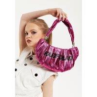 Crinkle Shoulder And Crossbody Bag Fuschia Pink