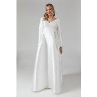 Maternity Faux Pearl Detail Twill Wedding Dress