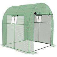 OUTSUNNY 1.8 x 1.8 x 2m Polytunnel Greenhouse with Doors & Mesh Windows in Green