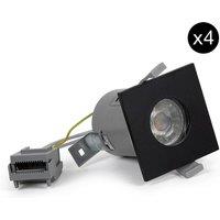 SE Home 4 PACK - Matt Black GU10 Square Fire Rated Downlight - IP65