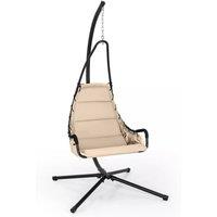 Costway Hanging Swing Chair W/ Heavy-Duty Metal Stand Hammock W/ Extra Large Padded Seat in Beige