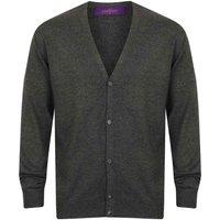 Henbury Men's Cotton Acrylic V Neck Cardigan in Black | Size: 4XL