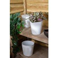 Wham Studio Set 4 16cm Round Plastic Planter in White