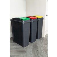 Wham 3 Piece 25L Recycling Plastic Bins in Grey