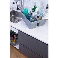 Wham Casa 2 x Kitchen Plastic Large 2 Section Tidy/Caddy Organiser in Silver