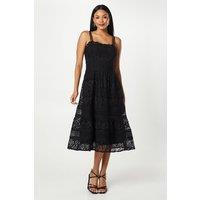 Coast Women's Lace Square Neck Midi Dress in Black | Size: 10