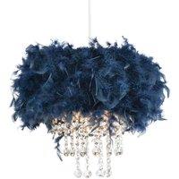 Happy Homewares Feather Pendant Light Shade with Transparent Acrylic Droplets in Midnight
