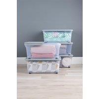 Wham Plastic Storage Box with Wheels & Folding Lid, (5x45L) in Clear