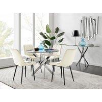 FurnitureboxUK Novara 100cm Round Dining Table & 4 Pesaro Black Leg Chairs in Cream