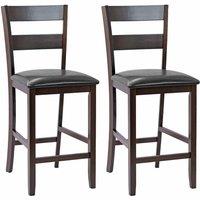 Costway Set of 2 Bar Stools Wood Padded Counter Height Pub Chairs Kitchen Dining Chair in Black