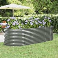 Berkfield Home Garden Raised Bed Powder-coated Steel 249x100x68 cm Grey | Size: 249 x 100 x 68 cm