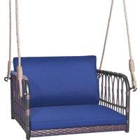 Costway Patio Porch Swing Chair Outdoor Single Person Hanging Seat w/ Cushion in Blue