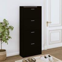Berkfield Home Shoe Cabinet Black 63x24x147 cm Engineered Wood | Size: 63 x 24 x 147 cm