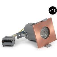 SE Home 10 PACK - Rose Gold GU10 Square Fire Rated Downlight - IP65