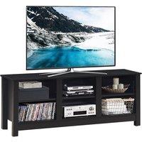 Costway TV Stand for TVs up to 55 Inches Wooden 6 Storage Compartments TV Cabinet Table in Black