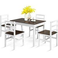 Costway 5PCS Wooden Dining Table & Chair Set Breakfast Kitchen Furniture Dining Room Set in Brown