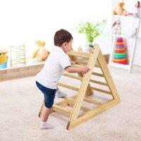 Costway Climbing Triangle Ladder Toddler Indoor Gym Activity Centre Step Training in Natural