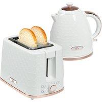 HOMCOM 1.7L 3000W Fast Boil Kettle & Toaster Set with Auto Shut Off in Cream