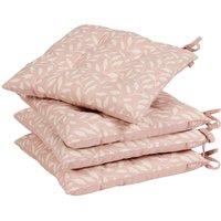 Dibor Set of 4 Rosedale Cotton Leaf Indoor Outdoor Garden Furniture Chair Sofa Seat Pads L40cm x W40cm in Pink | Size: 40 cm x 40 cm