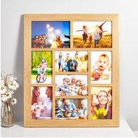 MijMoj Design Solid Oak Nine Aperture Gallery Photo Frame - Multi Photo Collage Frame in Light Oak