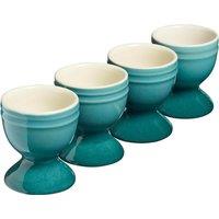 Cooks Professional Set of 4 Colourful Stoneware Egg Cups Dishwasher & Microwave Safe in Teal